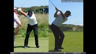 Jon Rahm golf swing  Long Iron faceon amp downtheline July 2017 [upl. by Ellehcear]