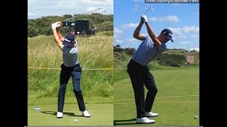 Justin Thomas golf swing  Long Iron faceon amp downtheline July 2017 [upl. by Rorke]