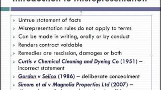 Misrepresentation Lecture 1 of 4 [upl. by Mark791]